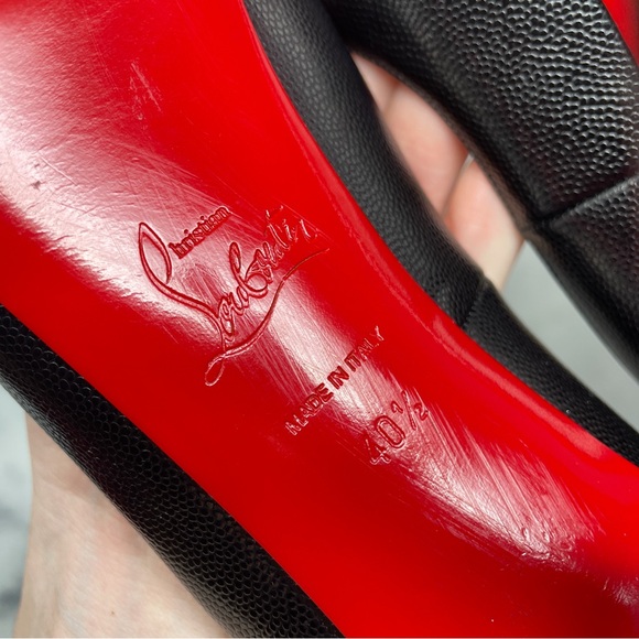 Christian Louboutin Very Prive 120 Platform Leather Pump Heels Black Red 40.5 - Picture 10 of 14